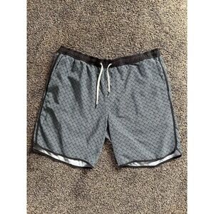 Fair Harbor Swim Trunks Mens XL Blue Lined 7" AOP Geometric Stretch